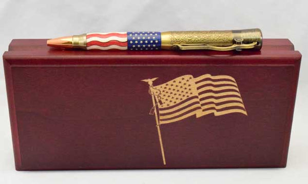 USA Flag themed custom turned bolt action rifle pen buy