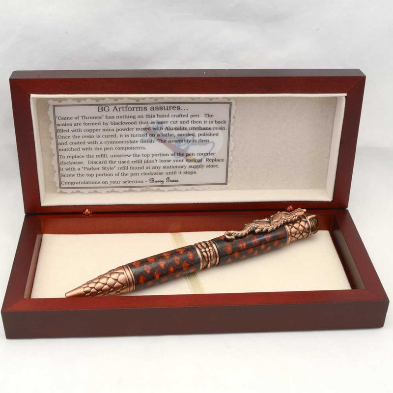 Dragon Ballpoint Twist Pen Alumilite & Wood Scales