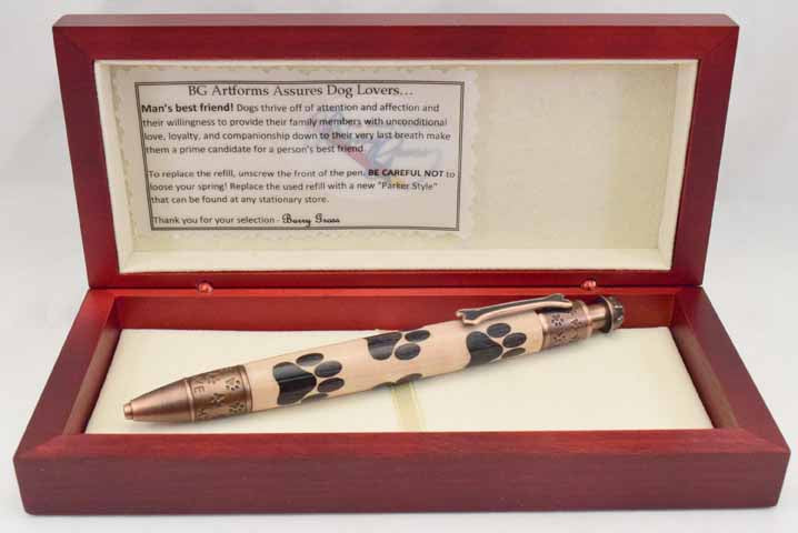 Inlay Dog Paw Print Click Ballpoint Pen