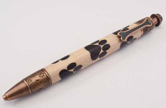 Inlay Dog Paw Print Click Ballpoint Pen